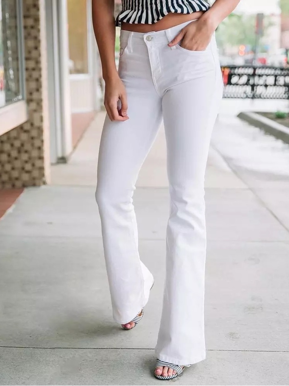 Flying Monkey White High-Rise Flare Jeans